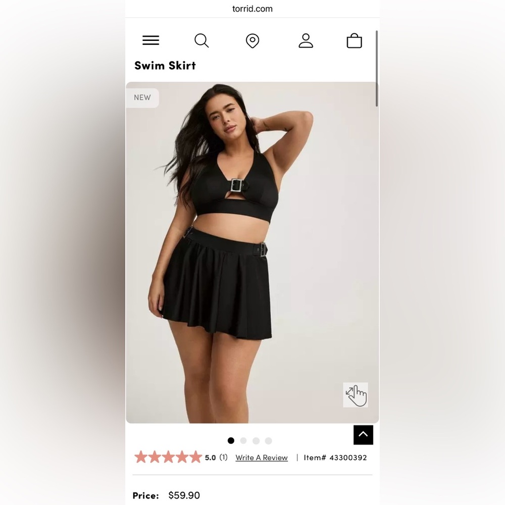 Torrid Black Swim Skirt with Buckle Detail